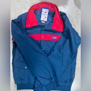 CB Sports Lightweight Full Snap Bomber Jacket Navy and Red Women’s Size Small